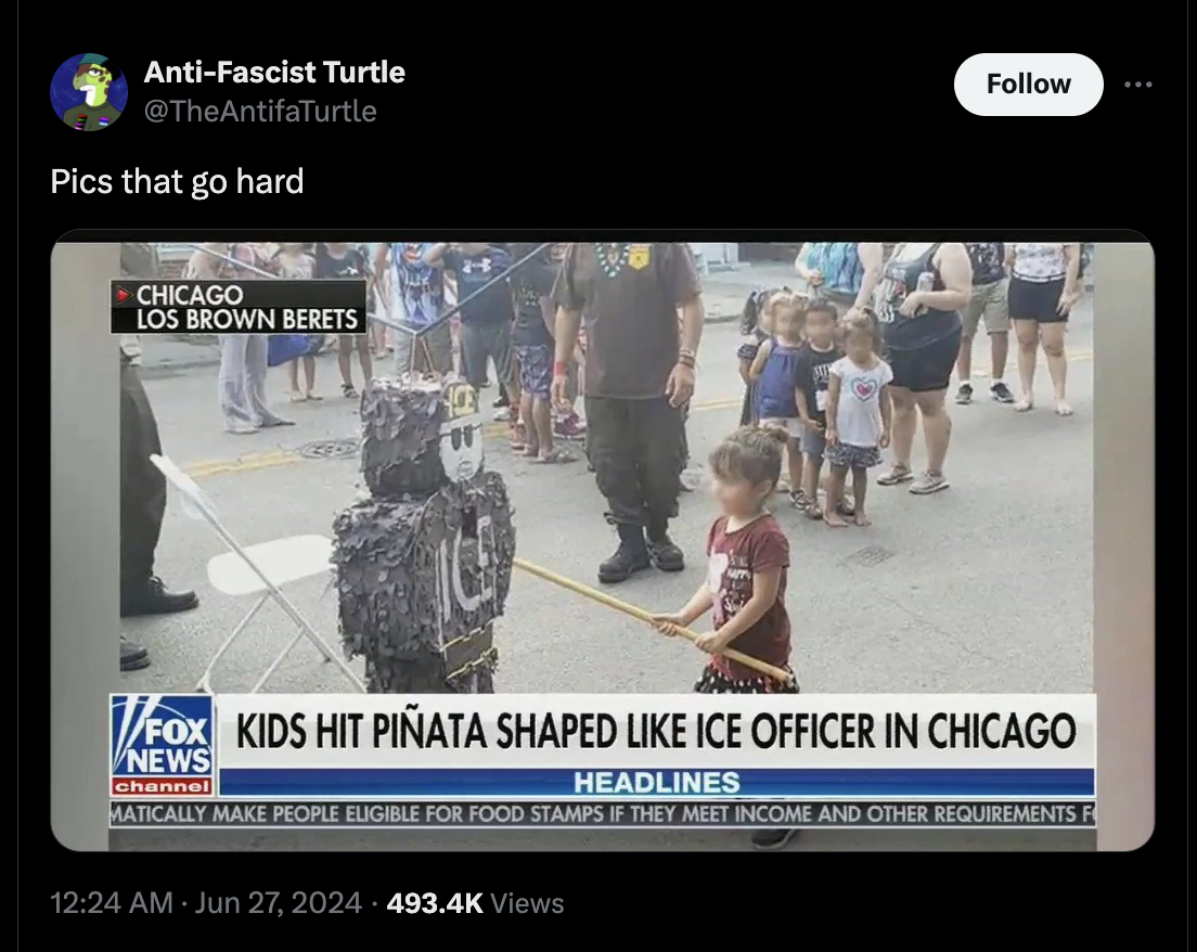 screenshot - AntiFascist Turtle Pics that go hard Chicago Los Brown Berets VFox Fox Kids Hit Piata Shaped Ice Officer In Chicago News channel Headlines Matically Make People Eligible For Food Stamps If They Meet Income And Other Requirements F Views